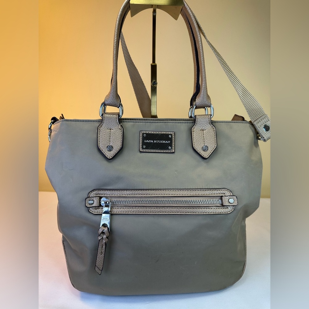 Dana Buchman Chelsea Nylon tote leather trim Adj Crossbody strap